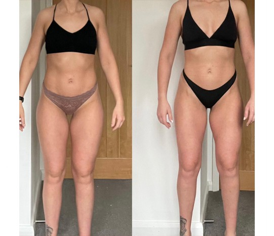 Before and after progress from following the 20-minute home workouts